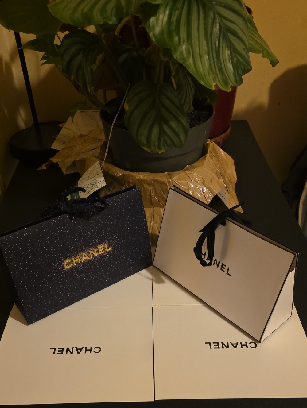 CHANEL Navy Speckle and White Gift Box Set.